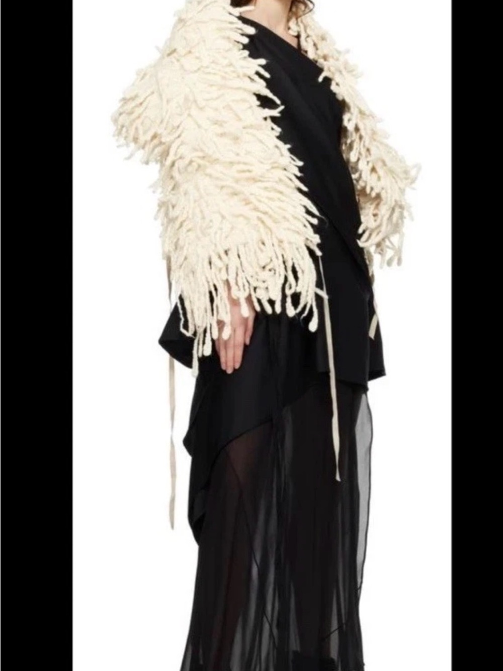 Ann Demeulemeester Cream Shaggy Fringe Drawstring Detail - Picture 8 of 10